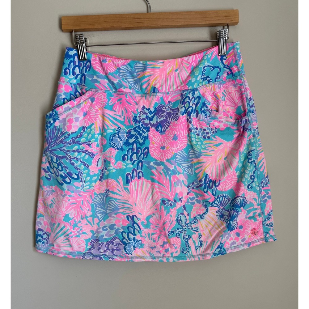 Lilly Pulitzer Luxletic Skort Women M Multicolor Coral Reef Activewear Skirt